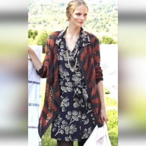 Anthro Guinevere Loose Stripes Orange & Gray Open Knit Cardigan Sweater S